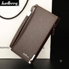 Men's Long Wallet PU Leather Brown Black Slim Design