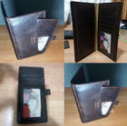 Men Spacious PU Leather Wallet Coffee White Stitching