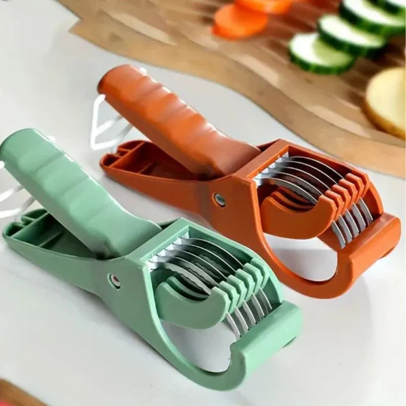 5 Blade Vegetable & Fruit Cutter and Slicer | Multipurpose Vegetable Chopper & Fruit Slicer | Kitchen Cutter with 5 Stainless Steel Blades | Multiple Colors